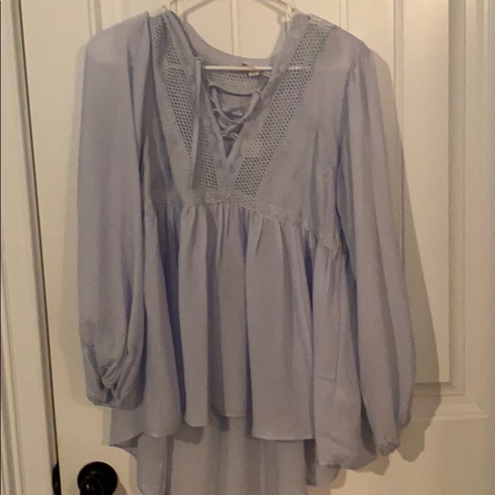Powder blue lace up top